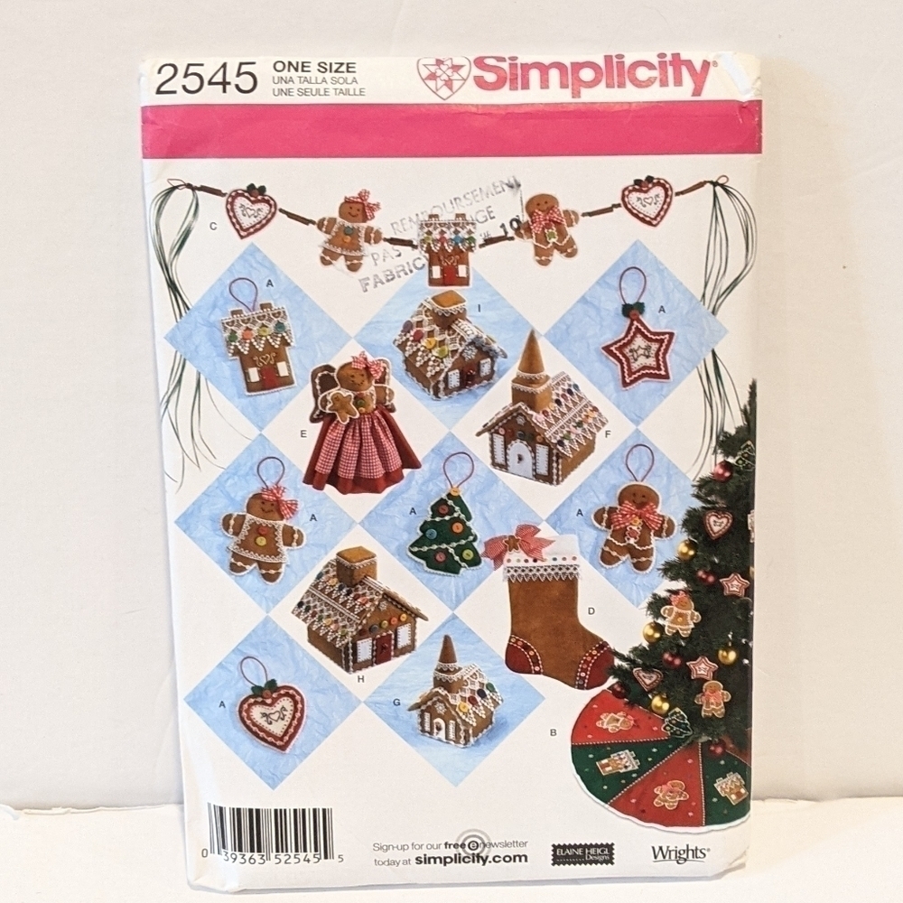 𝅺2/$20 Simplicity 2545 pattern Christmas